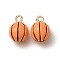 Alloy Enamel Pendants, Basketball Charms, Golden