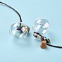 Round Glass Cork Bottles Ornament, with Waxed Cord & Iron Bell, Glass Empty Wishing Bottles, DIY Vials for Pendant Decorations