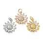 Подвески из латуни с покрытием из прозрачного кубического циркония, долговечный, без кадмия и без свинца, с прыжковых колец, цветок