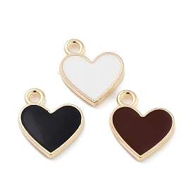 Light Gold Plated Alloy Enamel Charms, Cadmium Free & Lead Free, Heart Charm