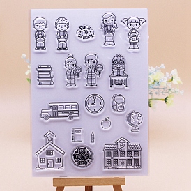 School Theme Clear Silicone Stamps, for DIY Scrapbooking, Photo Album Decorative, Cards Making
