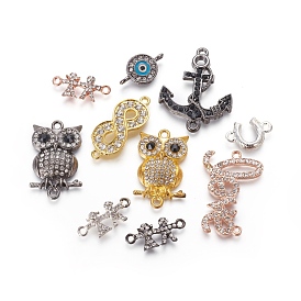 Alloy Links Connectors, with Rhinestones/Enamel, Mixed Shapes