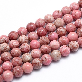 Perlas naturales rhodonite hebras, rondo