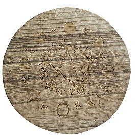 Wood Altar Boards, Pentagram & Moon Phase Pattern Candle Holder