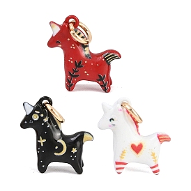 Окрашенного распылением медные подвески, лошади прелести, с целью перехода в кольце, золотые