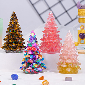 Natural Gemstone Christmas Tree Ornaments, Resin Christmas Holiday Atmosphere Decoration Gifts