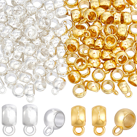 120Pcs 2 Colors Tibetan Style Alloy Rondelle Tube Bails, Loop Bails, Lead Free and Cadmium Free, Bail Beads