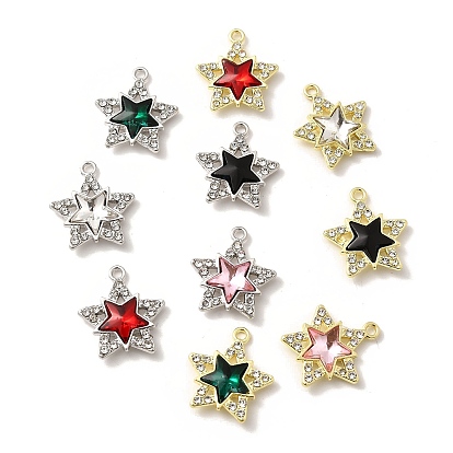 Подвески из сплава , с горным хрусталем и стеклом, без свинца, без кадмии и без никеля, стойки покрытие, звезда, разноцветные