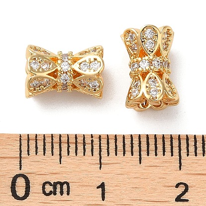 Brass Micro Pave Cubic Zirconia Beads, Column with Teardrop