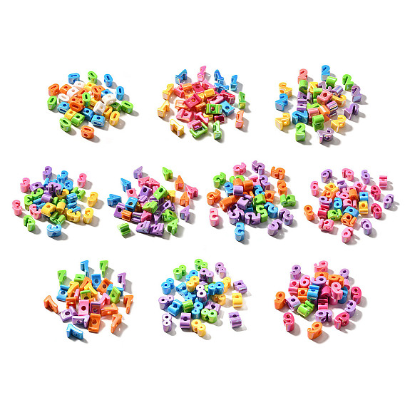 Непрозрачные акриловые бусины с УФ-покрытием, радужный, число