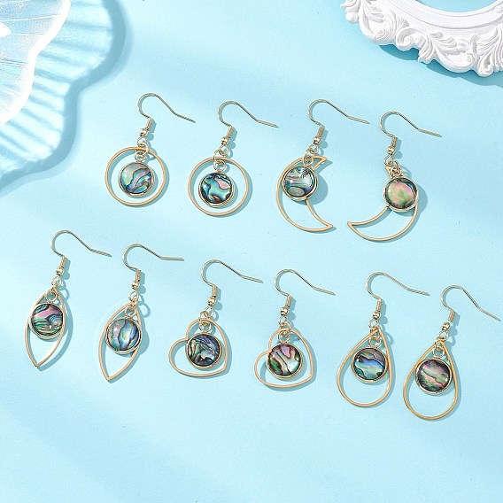 Серьги paua свисают серьги, с 201 фурнитурой из нержавеющей стали и 304 фурнитурой для сережек из нержавеющей стали, разнообразные