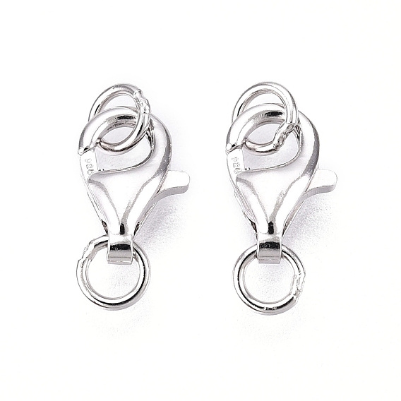 925 стерлингового серебра застежкой омар коготь, с двойными прыжковыми кольцами