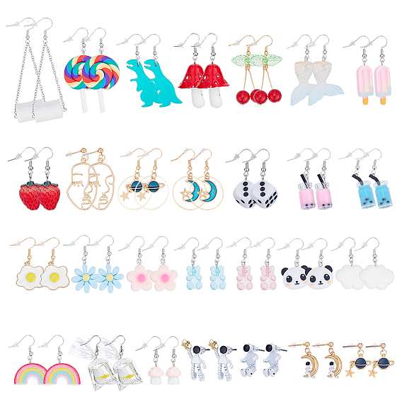 5 наборы серег-подвесок из железной смолы