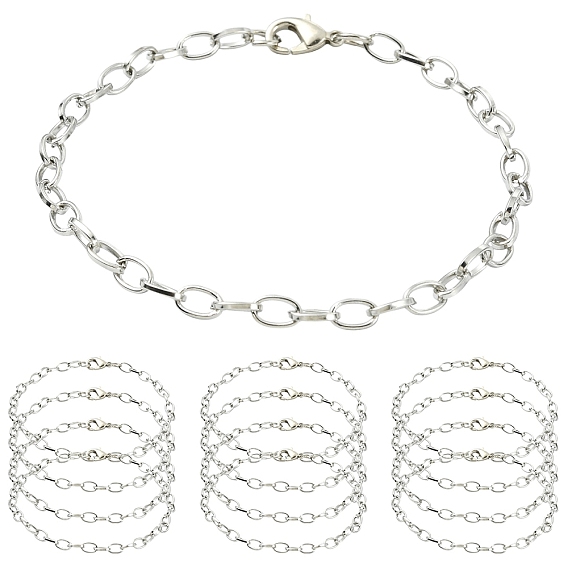 10шт. браслеты из железных тросиков, с карабин-лобстерами 