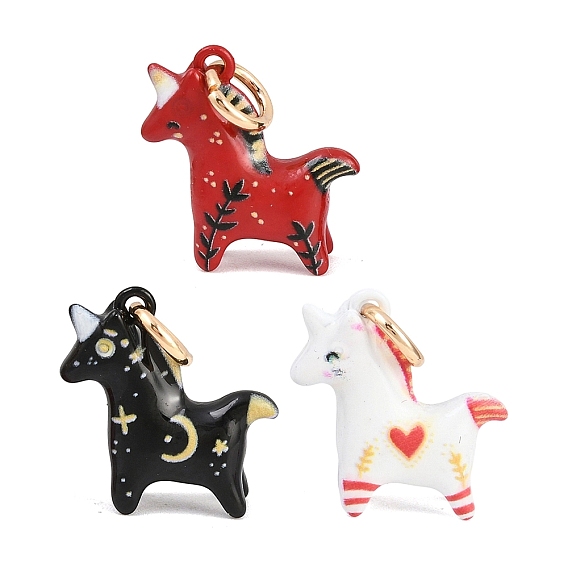 Окрашенного распылением медные подвески, лошади прелести, с целью перехода в кольце, золотые