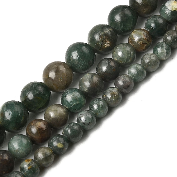 Естественный зеленый апатит бисер нити, круглые