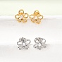 304 Stainless Steel Stud Earrings for Women, with Plastic Pearl, Flower