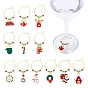 12Pcs Glass Wine Glass Charms, with Snowflake Alloy Enamel Charms  Brass Wine Glass Charms Ring