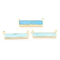 Natural Howlite Links Connectors, with Golden Brass Settings, Dyed, Rectangle