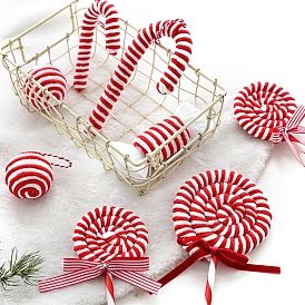 Christmas Cloth Stripe Candy Pendant Decorations, for Christmas Tree Hanging Ornaments