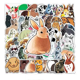 50Pcs Easter Theme PVC Waterproof Self-adhesive Rabbit Stickers, for Suitcase, Skateboard, Refrigerator, Helmet, Mobile Phone Shell