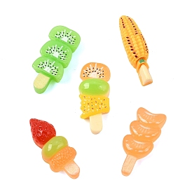 Opaque Resin Imitation Food Cabochons, Fruit Tanghulu & Corn