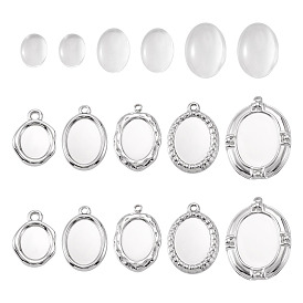 Наборы для изготовления кулонов своими руками, в том числе 10шт 304 подвеска из нержавеющей стали с кабошоном, 10 стеклянные кабошоны шт.