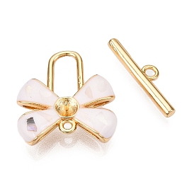 Brass Toggle Clasps, with Enamel & Shell, Bowknot