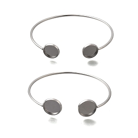 304 заготовки для браслетов-манжет из нержавеющей стали с плоскими круглыми поддонами, не тускнеет