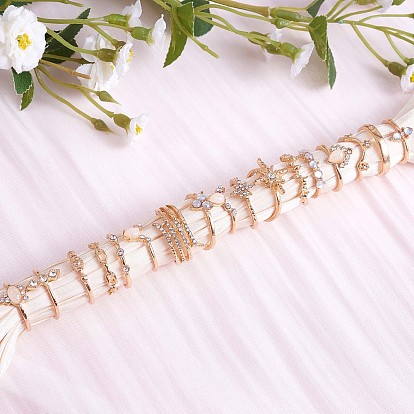 17 шт. 17 комплект колец на палец со стразами и стразами в виде капли, звезды и конского глаза, штабелируемые кольца из сплава для женщин