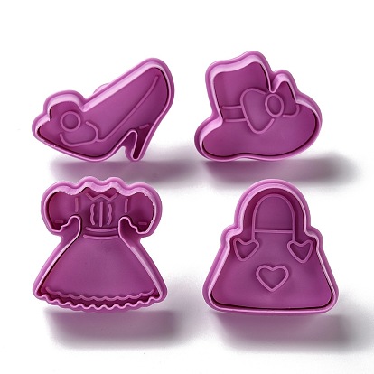 Goddess Themed PET Plastic Cookie Cutters, with Iron Press Handle, Shoes, Dress, Hat & Bag