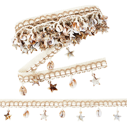 5ярды хлопчатобумажных ниток, льна и отделочной ленты из ракушек, для аксессуаров для одежды, украшение подарка