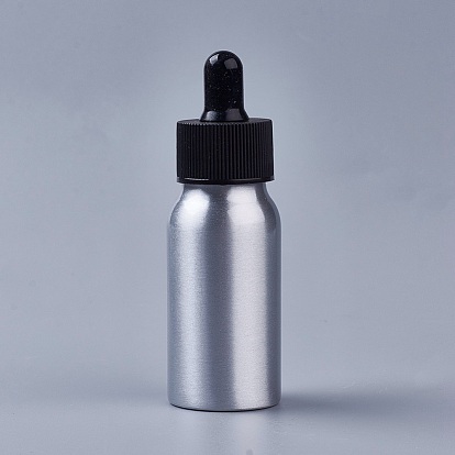 Aluminium Empty Dropper Bottles, with PP Plastic Screw Lid, for Essential Oils Aromatherapy Lab Chemicals