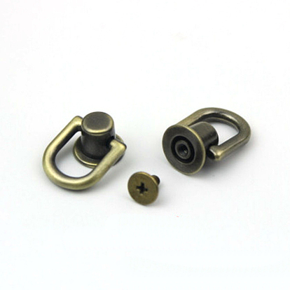 Alloy D Ring Head Screwback Button, with Screw, Button Studs Rivets for Phone Case DIY, DIY Art Leather Craft