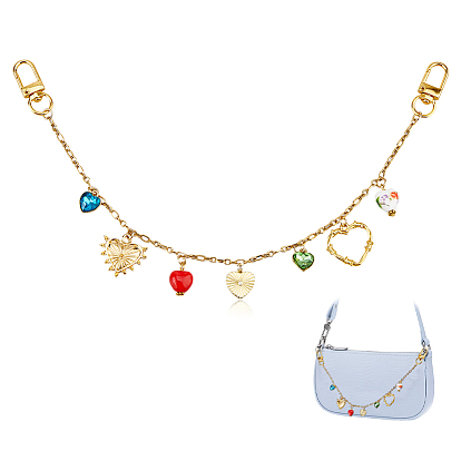 2 шт 304 цепи из нержавеющей стали для джинсовых брюк, с подвесками в форме сердца из сплава и латуни и поворотными застежками из сплава, золотые