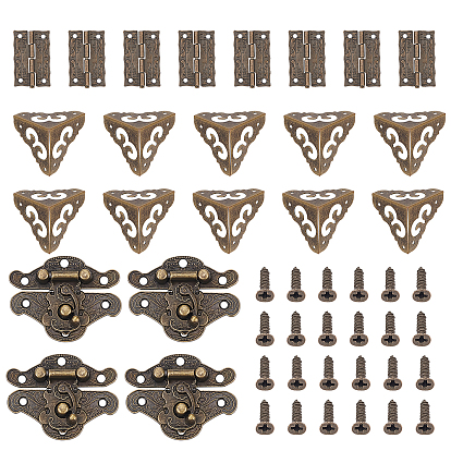 Zinc Alloy Box Clasp, Cabinet Drawer Butt Hinges Connectors and Bracket, with Screws