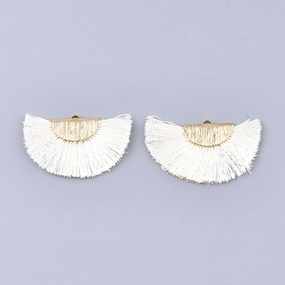 Borlas de nylon colgante decoraciones, con fornituras de latón, ventilador, la luz de oro