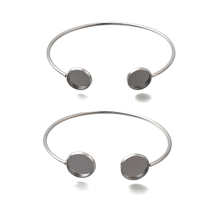 304 заготовки для браслетов-манжет из нержавеющей стали с плоскими круглыми поддонами, не тускнеет