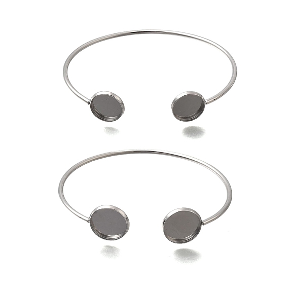 304 заготовки для браслетов-манжет из нержавеющей стали с плоскими круглыми поддонами, не тускнеет