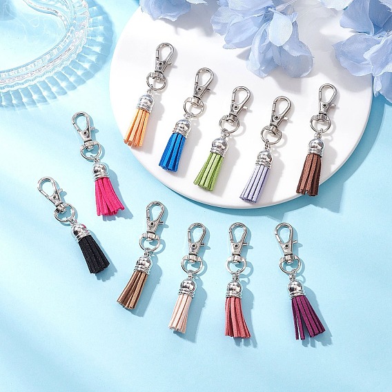 Искусственные замши кисточкой подвесные украшения, с сплава шарнирного когтя омара застежками