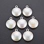 Electroplated ABS Plastic Imitation Pearl Pendants, Flat Round
