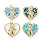 Латунные микропаве прозрачные подвески с фианитом, без кадмия и без свинца, с синтетическим опалом и кольцами-прыгунами, реальный 18 k позолоченный, сердце с медвежьими амулетами