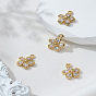 4Pcs Rack Plating Brass Micro Pave Cubic Zirconia Charms, Long-Lasting Plated, Flower