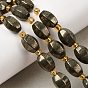 Природного пирита бисер нитей, с бисером, овальные, граненые