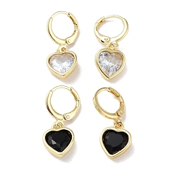 Серьги с подвесками из латуни, позолоченные из настоящей 18k, со стеклом-сердечком