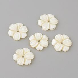 Perles de coquillages naturels d'eau douce, fleur