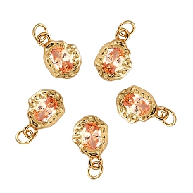 10Pcs Brass Micro Pave Cubic Zirconia Charms, Long-Lasting Plated, Real 18K Gold Plated, Oval