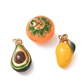 304 colgantes de acero inoxidable, con esmalte, Amuletos de frutas, revestimiento de iones (ip), dorado