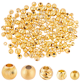 200 шт 5 стили латунные бусины, долговечный, круглые