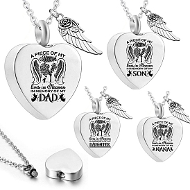 Mini Cinerary Casket & Perfume Bottle Pendant Necklace, Stainless Steel Memorial Jewelry for Unisex